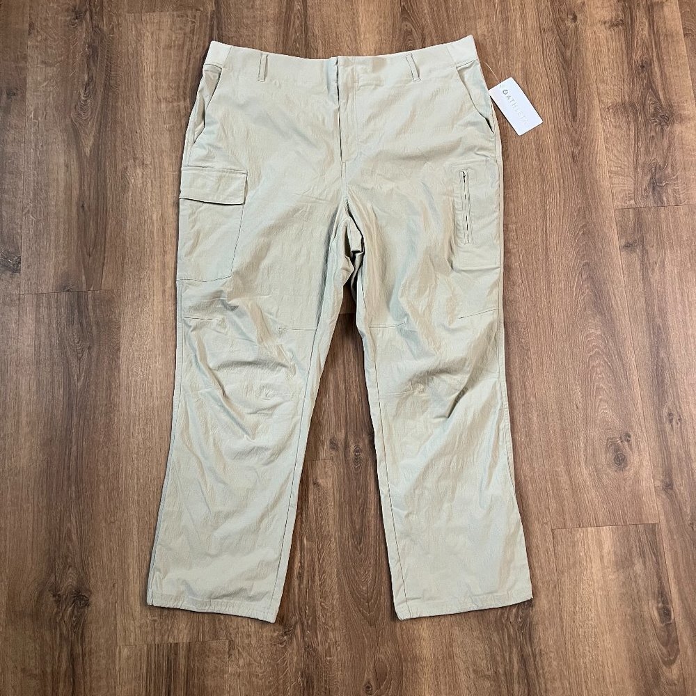 NWT Athleta Trekkie Utility Cargo Tan Khaki Hiking Outdoor Pants Sz 22